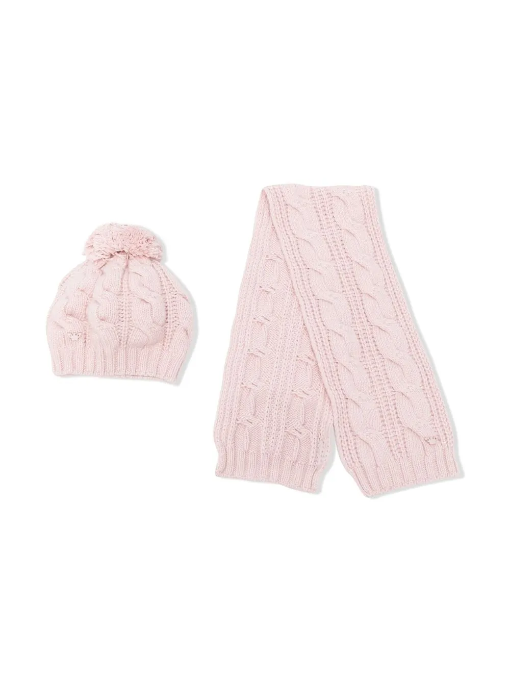 

Emporio Armani Kids set de bufanda y gorro en tejido de ochos - Rosado