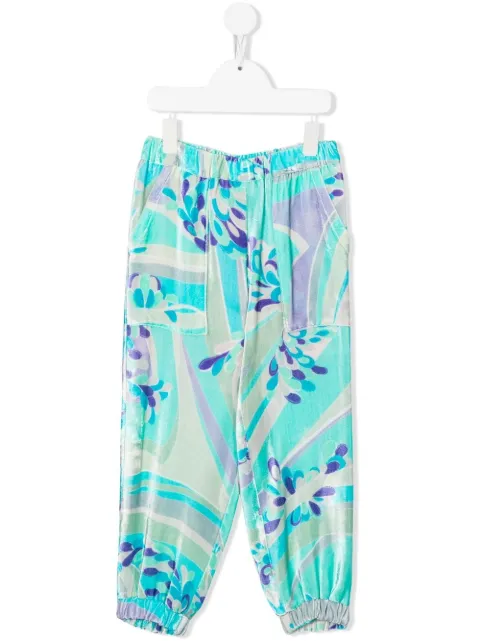 PUCCI Junior abstract-print velvet trousers