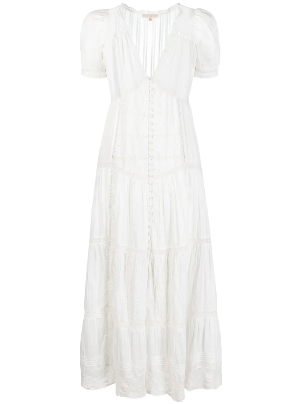 

LoveShackFancy vestido midi a capas - Blanco