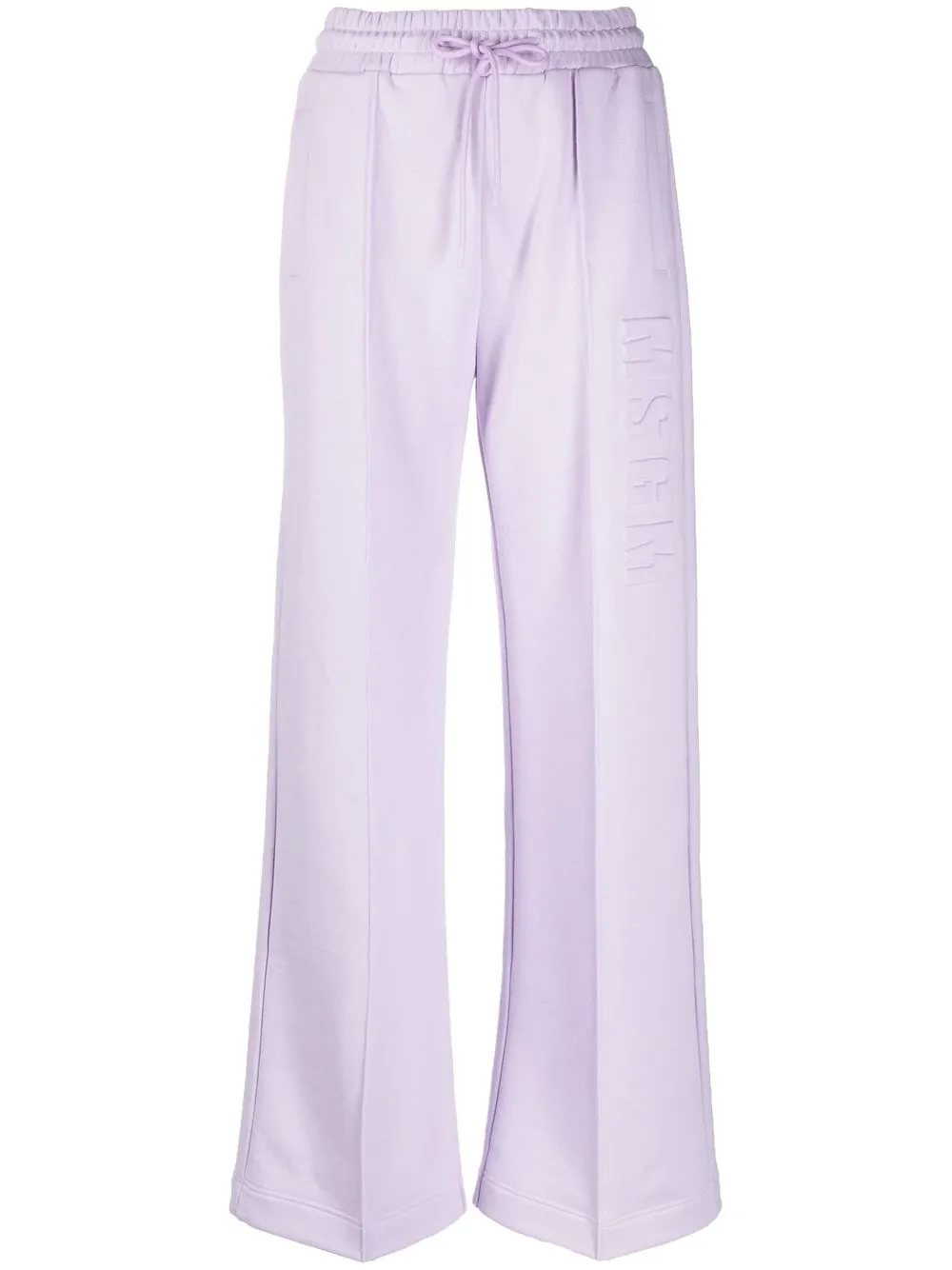 

MSGM embossed-logo wide-leg track pants - Purple
