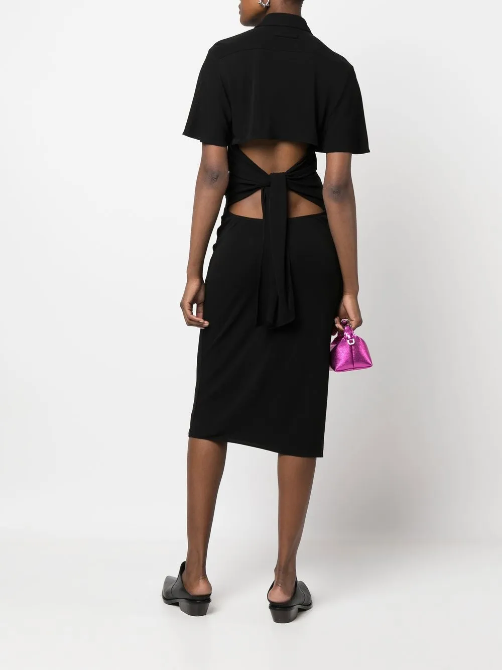Jean Paul Gaultier Midi-blousejurk met open rug - Zwart