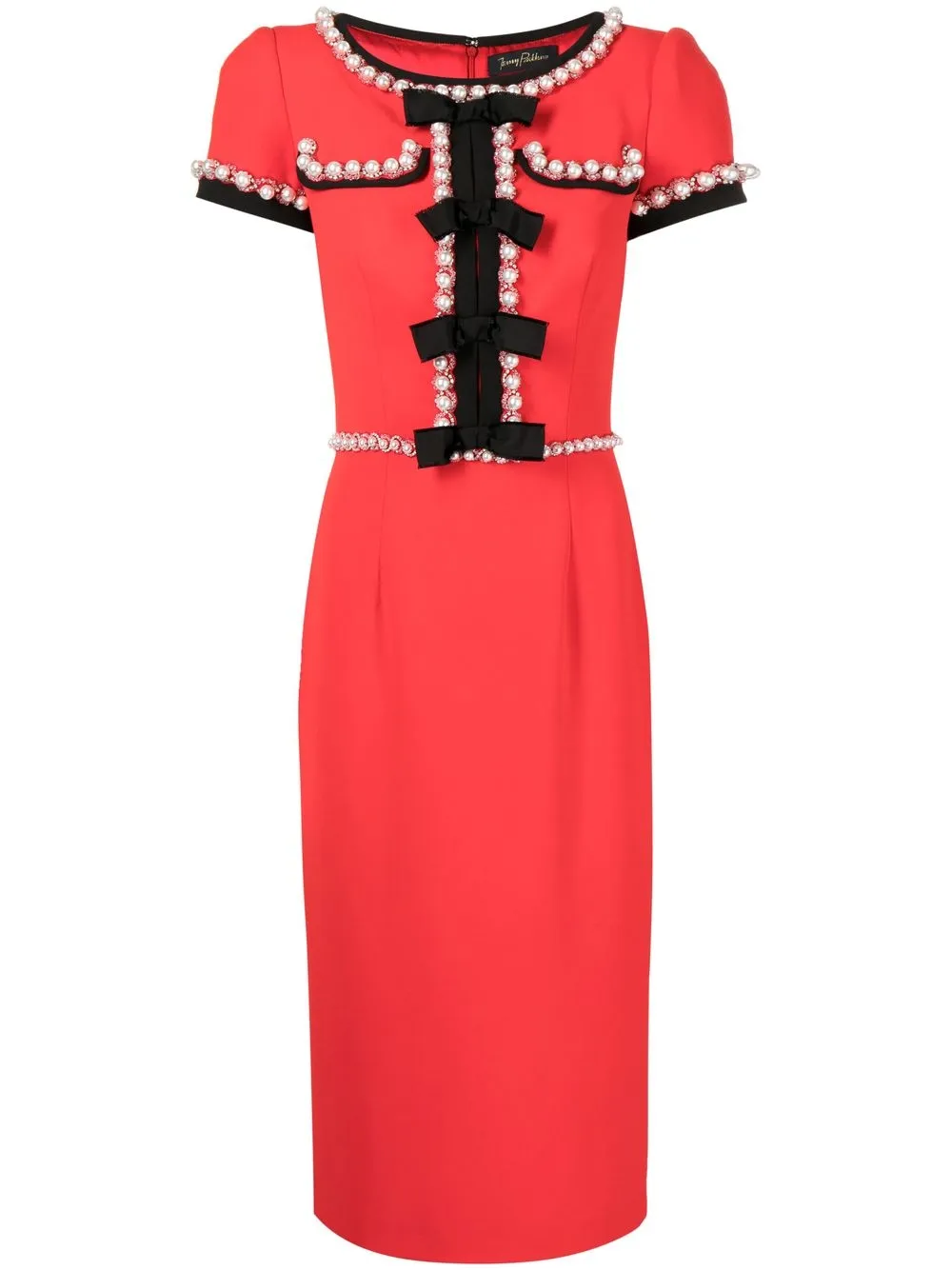 

Jenny Packham vestido midi con detalle de perlas - Rojo