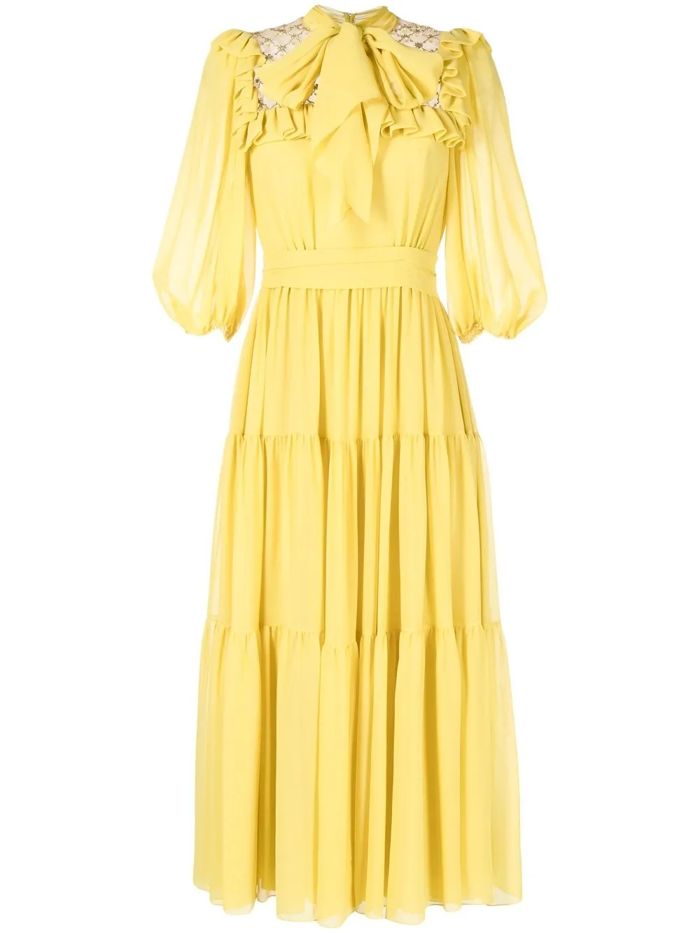 

Jenny Packham vestido con moño en el cuello - Amarillo