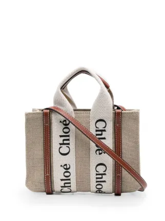 Chloe Sac a Main Woody En Lin Tons Neutres FARFETCH FR
