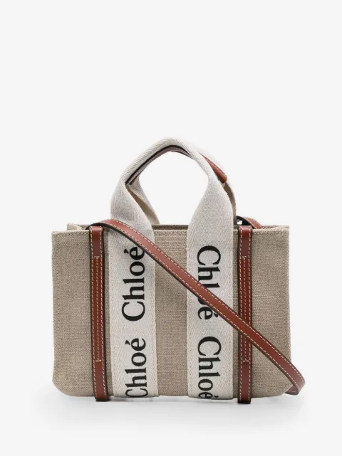 Chloé mini Woody linen tote bag