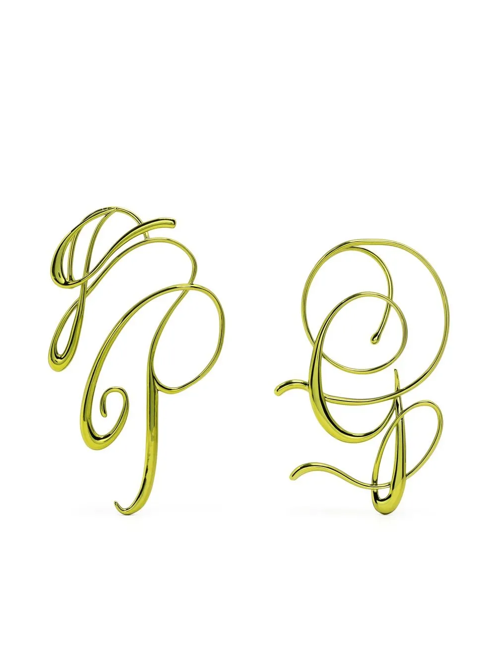 

Jean Paul Gaultier aretes remodelados con placa del logo - Verde