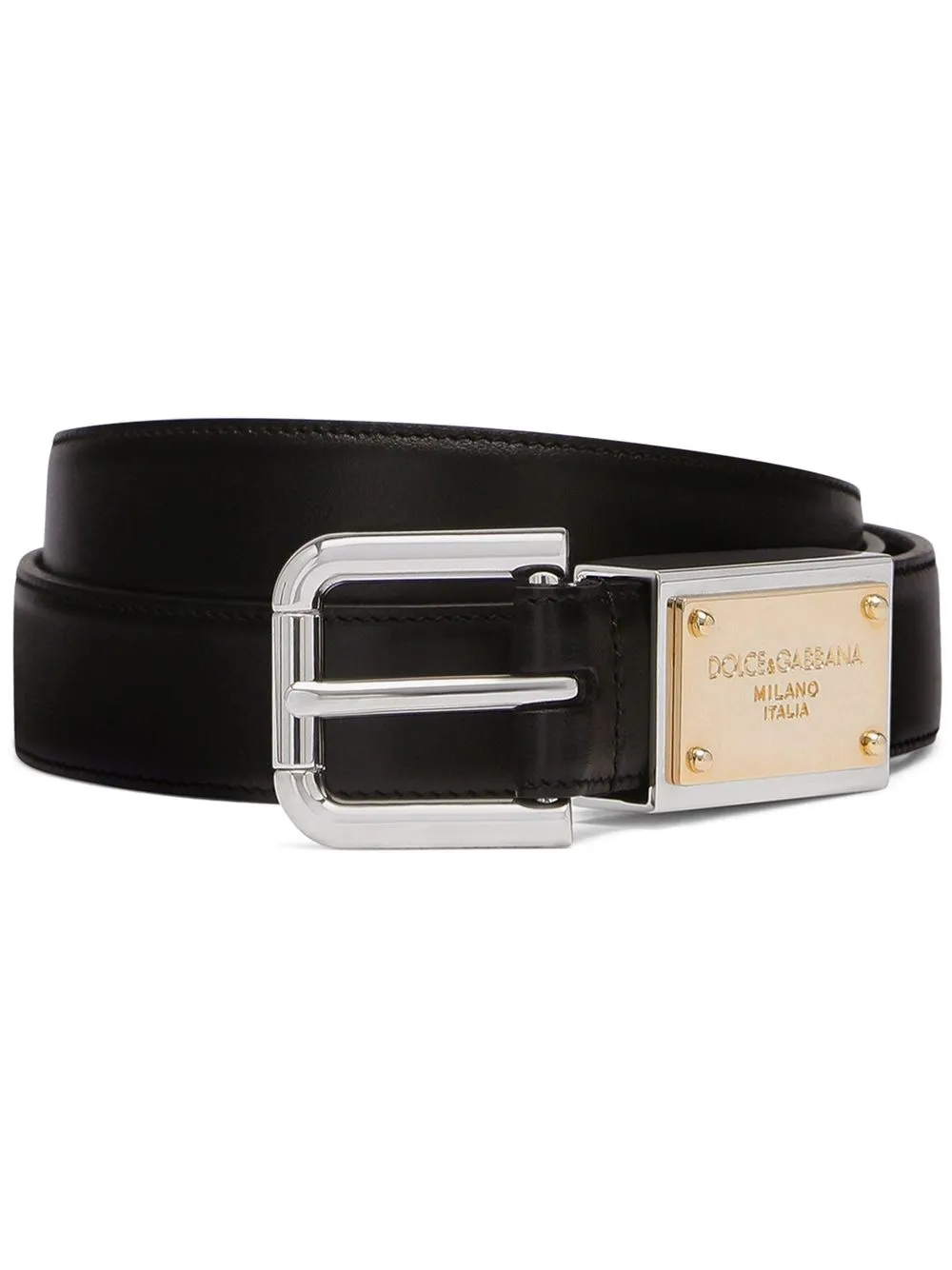 Dolce & Gabbana cinturón con placa del logo - Negro