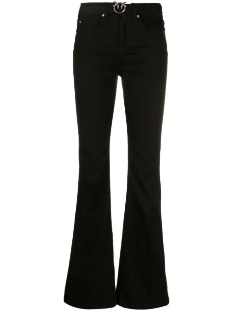 PINKO Love Birds-buckle flared trousers