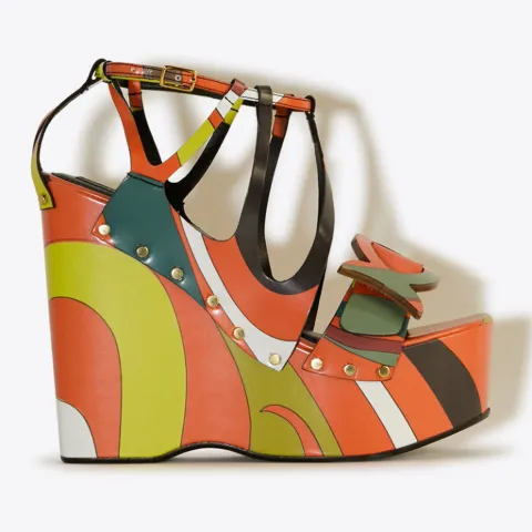 Musa Marmo-Print Wedge Sandals