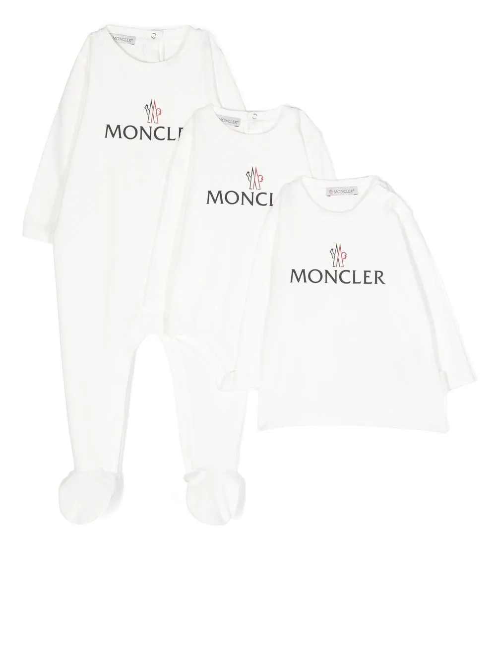 

Moncler Enfant pack de tres bodies con logo estampado - Blanco