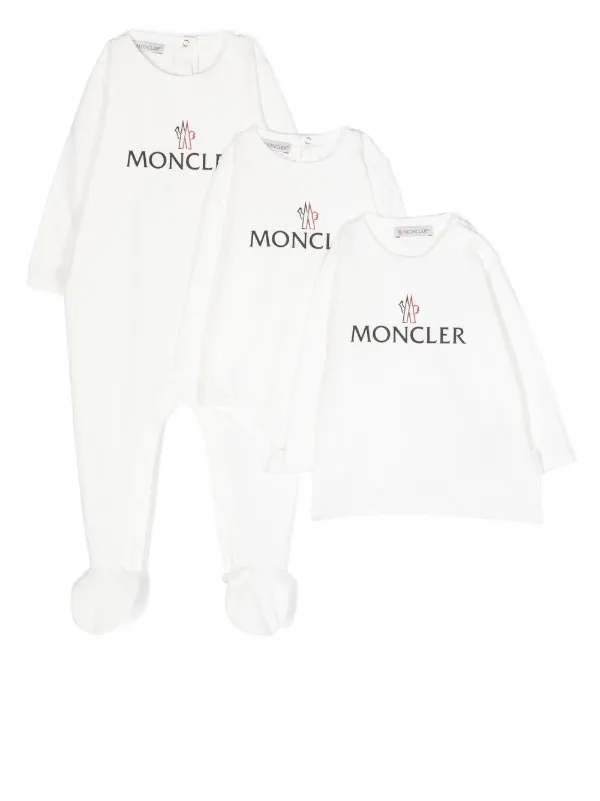 Moncler Enfant Pack De Tres Bodies Con Logo Estampado Farfetch