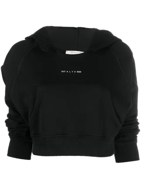 1017 ALYX 9SM cropped logo-print detail hoodie