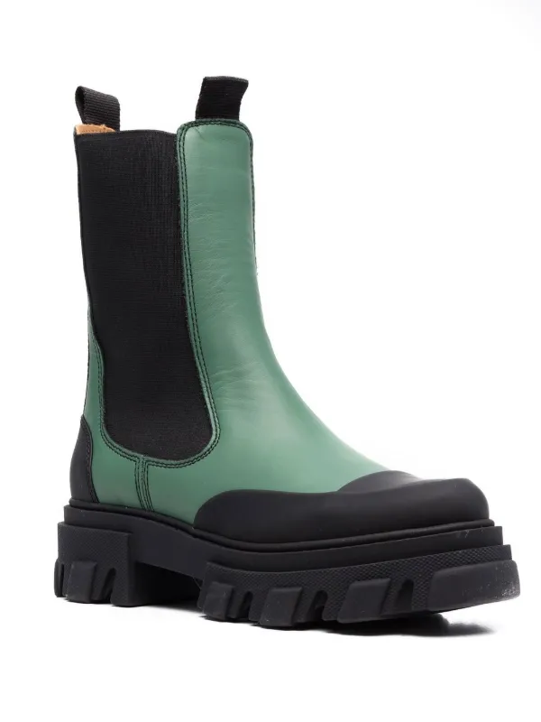 【GANNI】 Ganni Leather Distressed Accents Moto Boots - Black Boots
