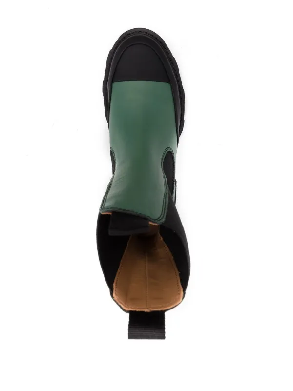 【GANNI】 GANNI colour-block Leather Ankle Boots | Green | FARFETCH