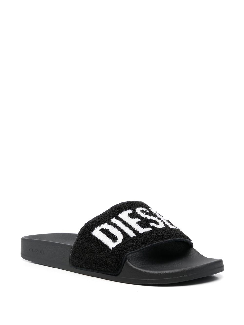 Diesel Slippers met logo - Zwart