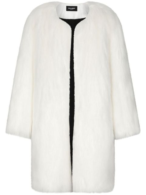 Dolce & Gabbana single-breasted faux-fur coat