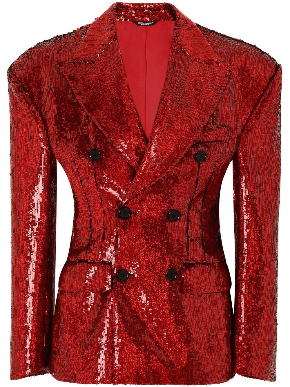 Dolce & Gabbana Sequinned Double-breasted Suit Jacket In Red