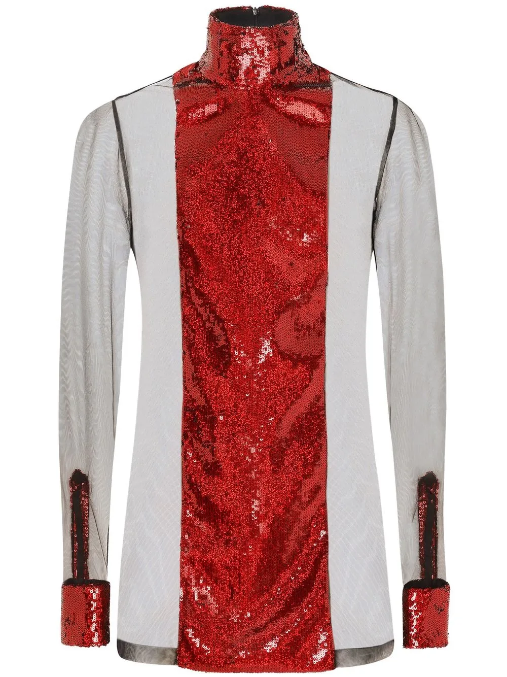 

Dolce & Gabbana sheer sequinned long-sleeve shirt - Red