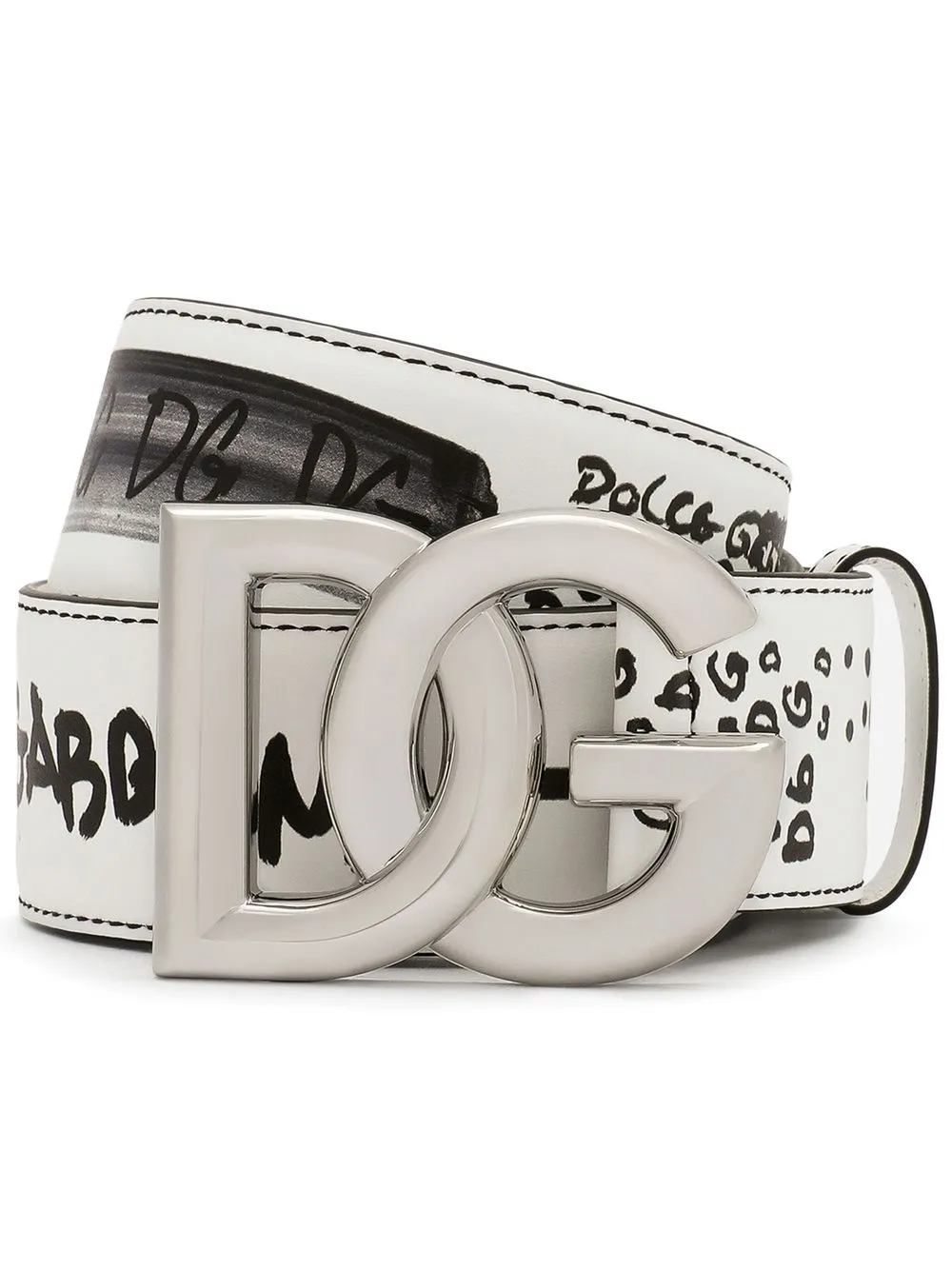 

Dolce & Gabbana DG Logo graffiti-print belt - White