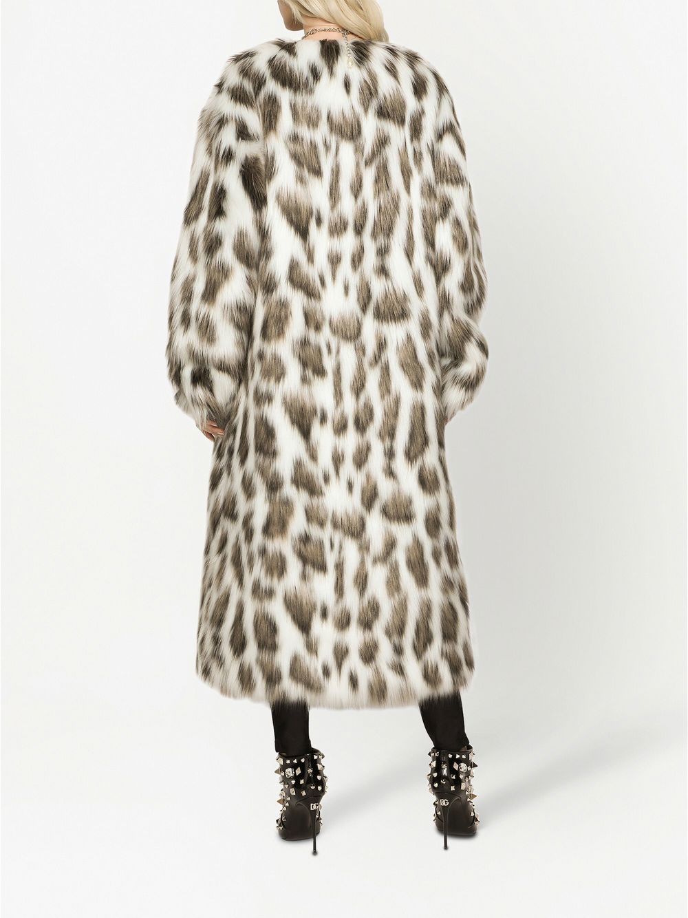 Shop Dolce & Gabbana Leopard-print Faux-fur Coat In White