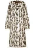 Dolce & Gabbana leopard-print faux-fur coat - White