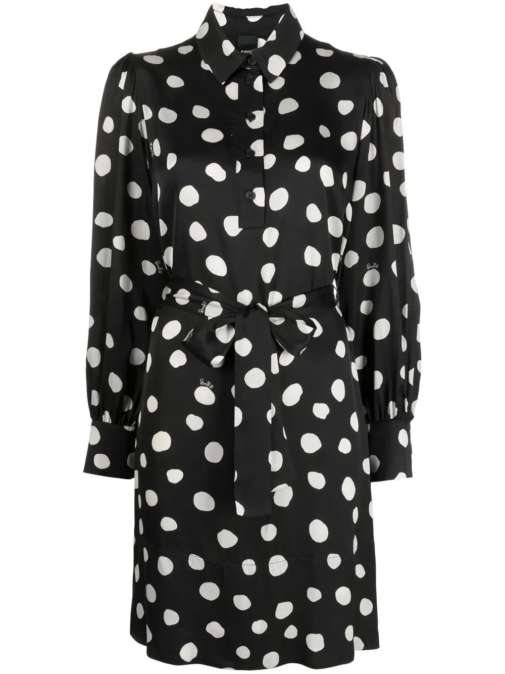 

PINKO vestido camisero midi con estampado de lunares - Negro