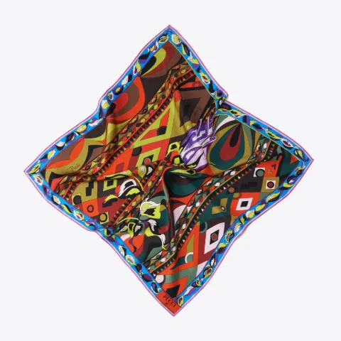 Rosa And Rombi-Print Large Silk-Twill Carré