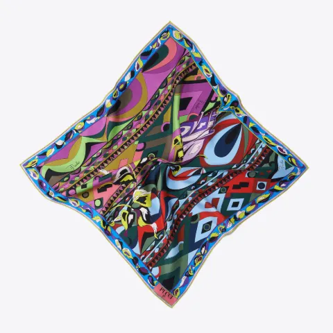 Rosa And Rombi-Print Large Silk-Twill Carré
