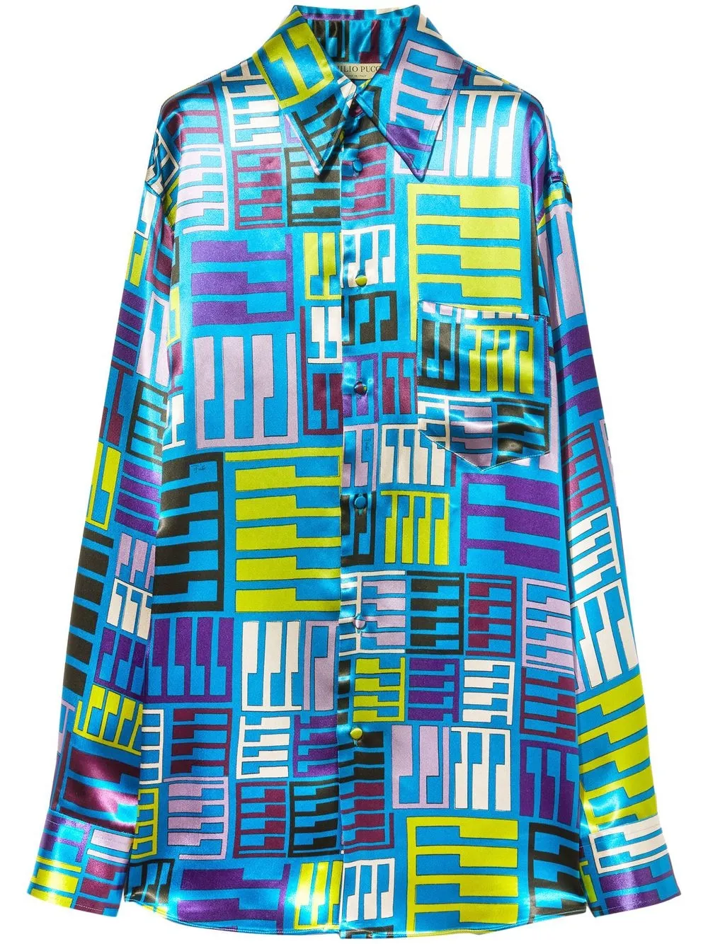 

PUCCI playera con motivo abstracto y botones - Azul