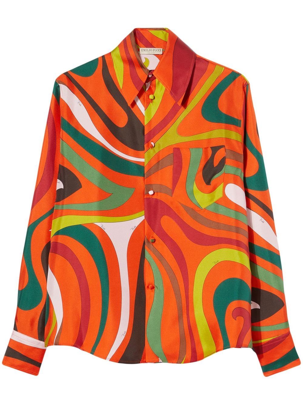 Pucci Patterned Button-up Shirt In Orange