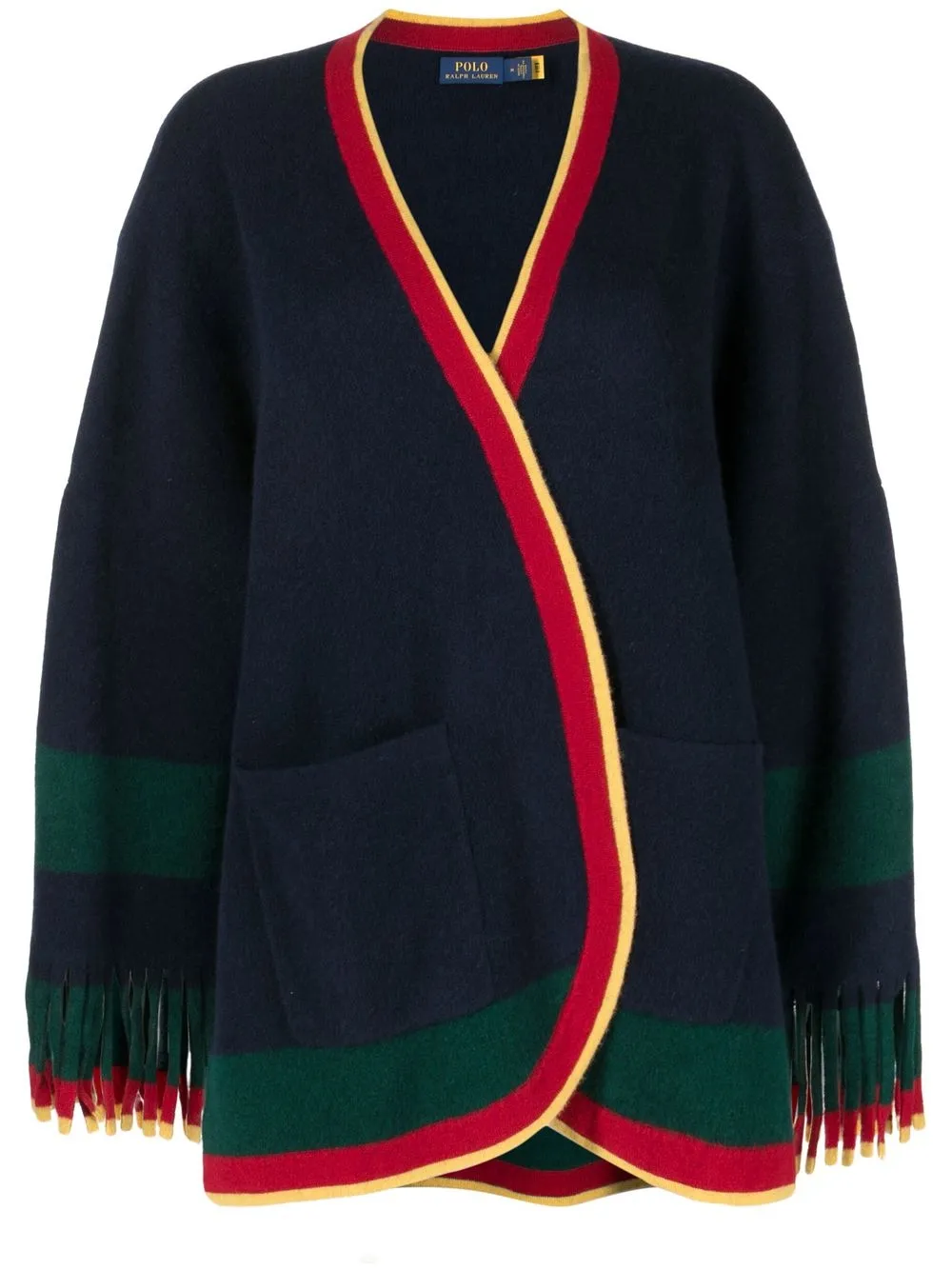 Polo Ralph Lauren fringed cape style cardigan Blue
