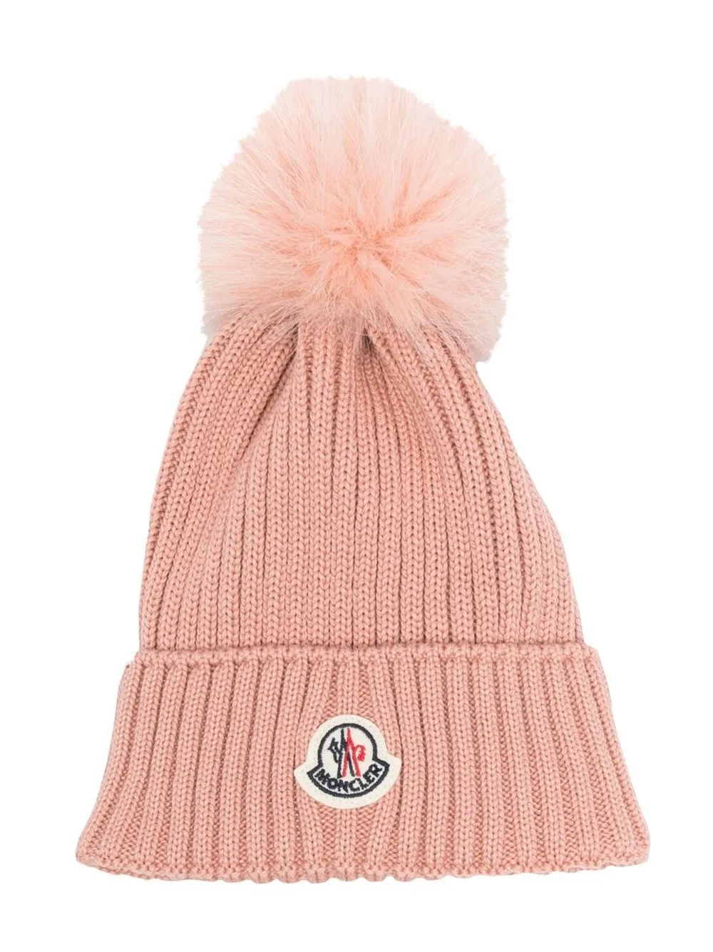 

Moncler Enfant logo-patch knitted hat - Pink