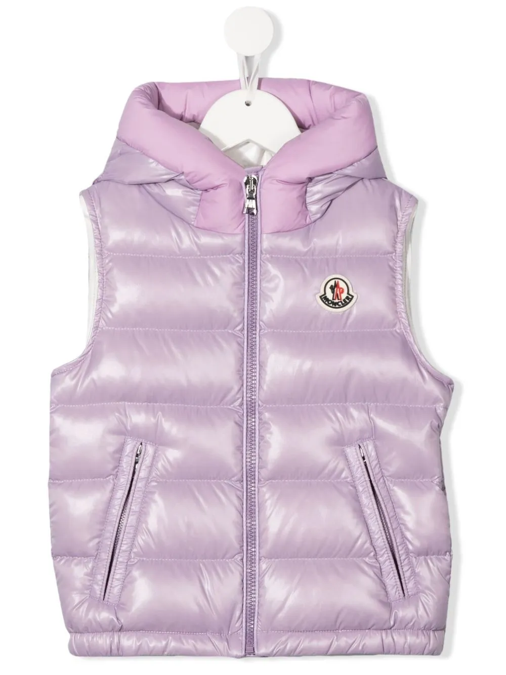 

Moncler Enfant chaleco capitonado con capucha - Morado