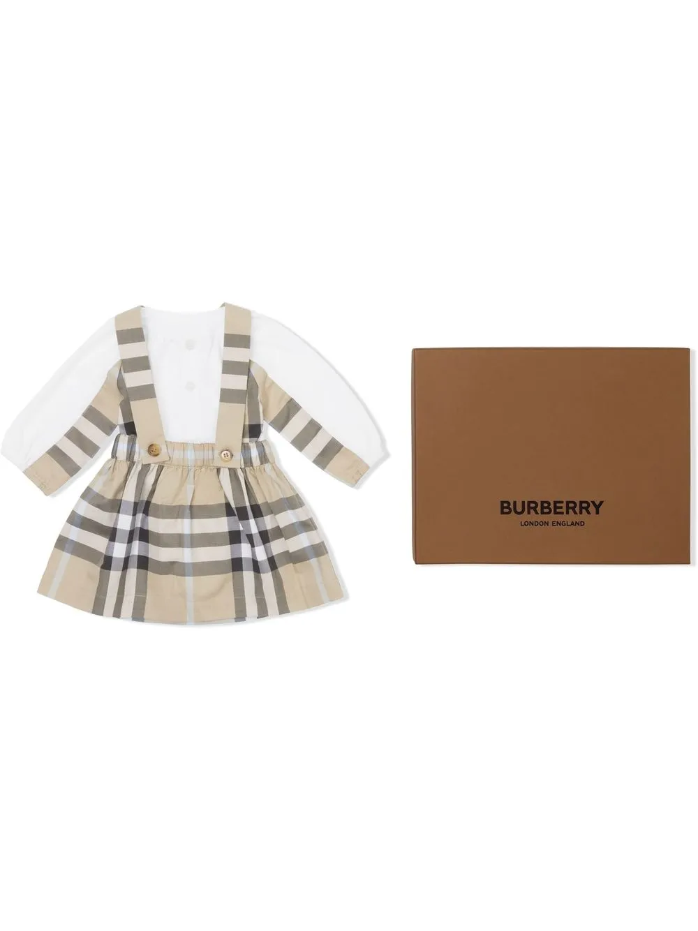 

Burberry Kids set de vestido Exaggerated Check - Blanco