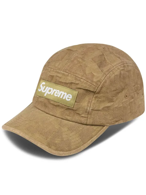 Supreme Logo Jacquard Denim Camp Cap-