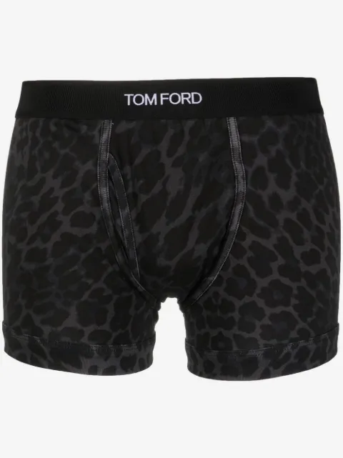 TOM FORD logo-waistband leopard-print boxers