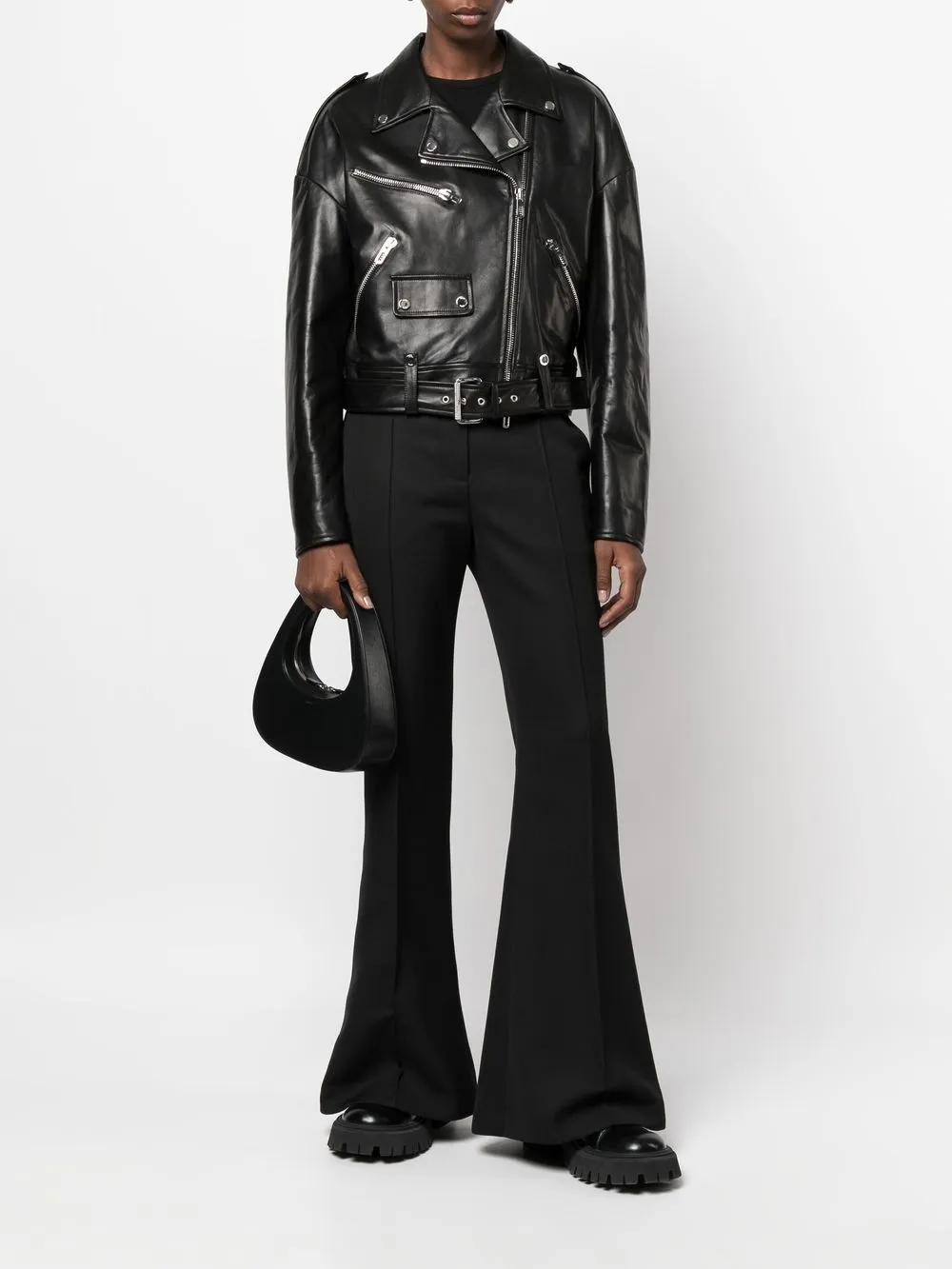 Shop Drome Lambskin Cropped Jacket In Schwarz