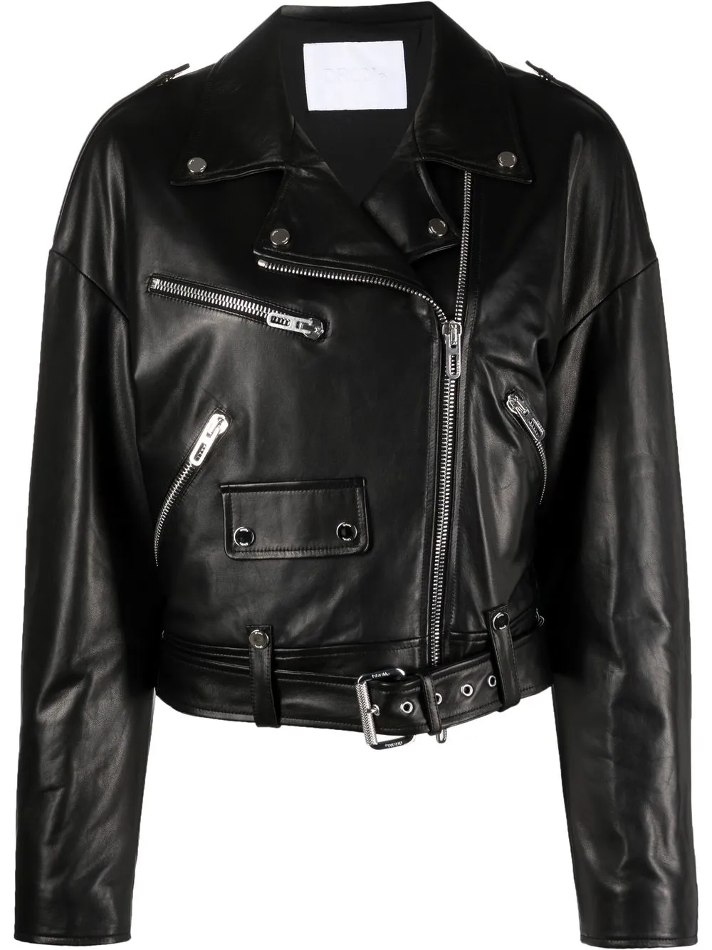 Shop Drome Lambskin Cropped Jacket In Schwarz