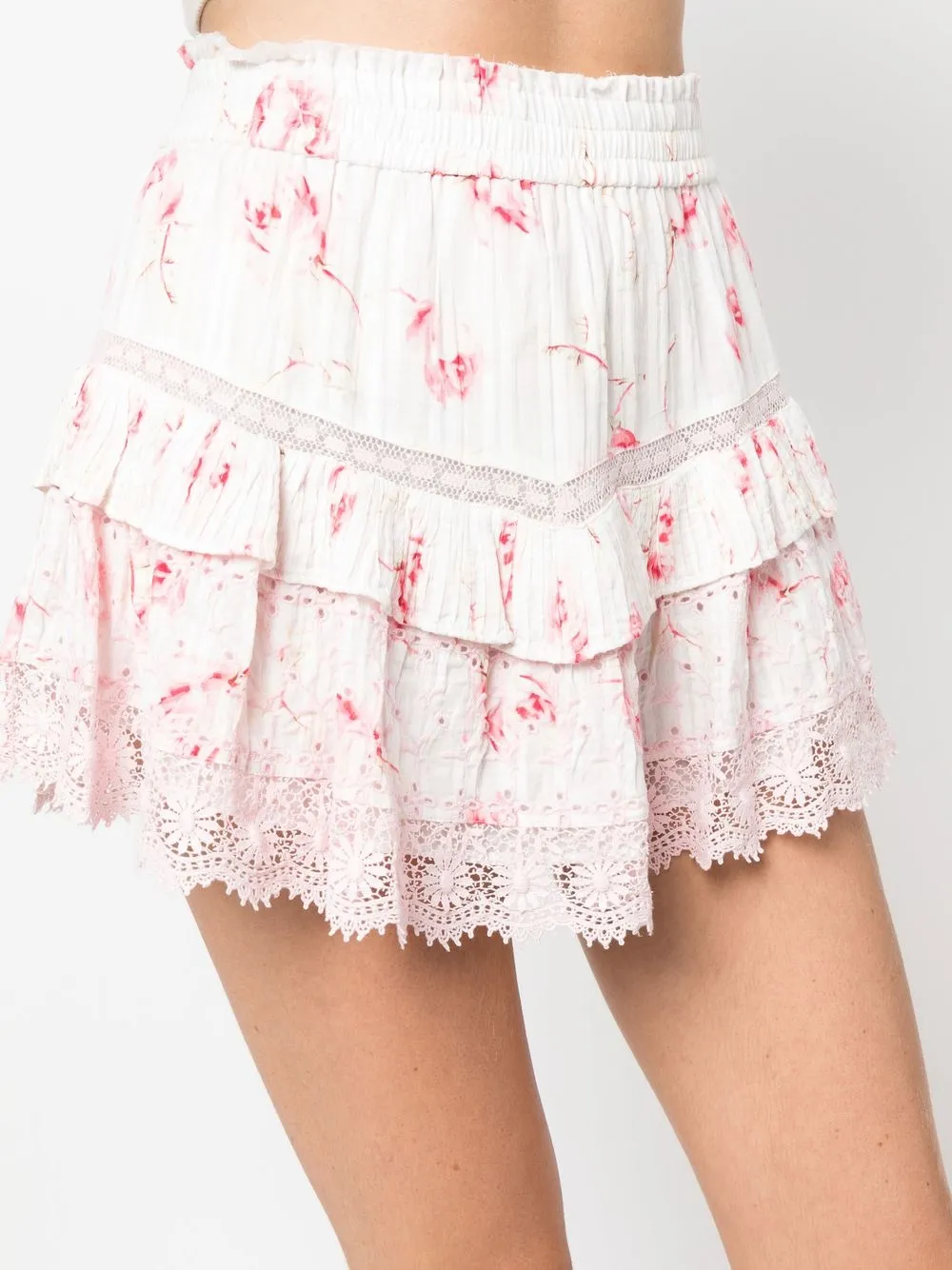 LoveShackFancy floralprint Cotton Ruffled Skirt Farfetch