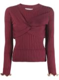 Simkhai twist-detail ribbed-knit top - Red