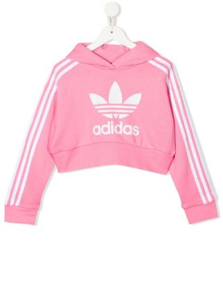 Adidas Kids Adicolor trefoil print Cropped Hoodie Farfetch