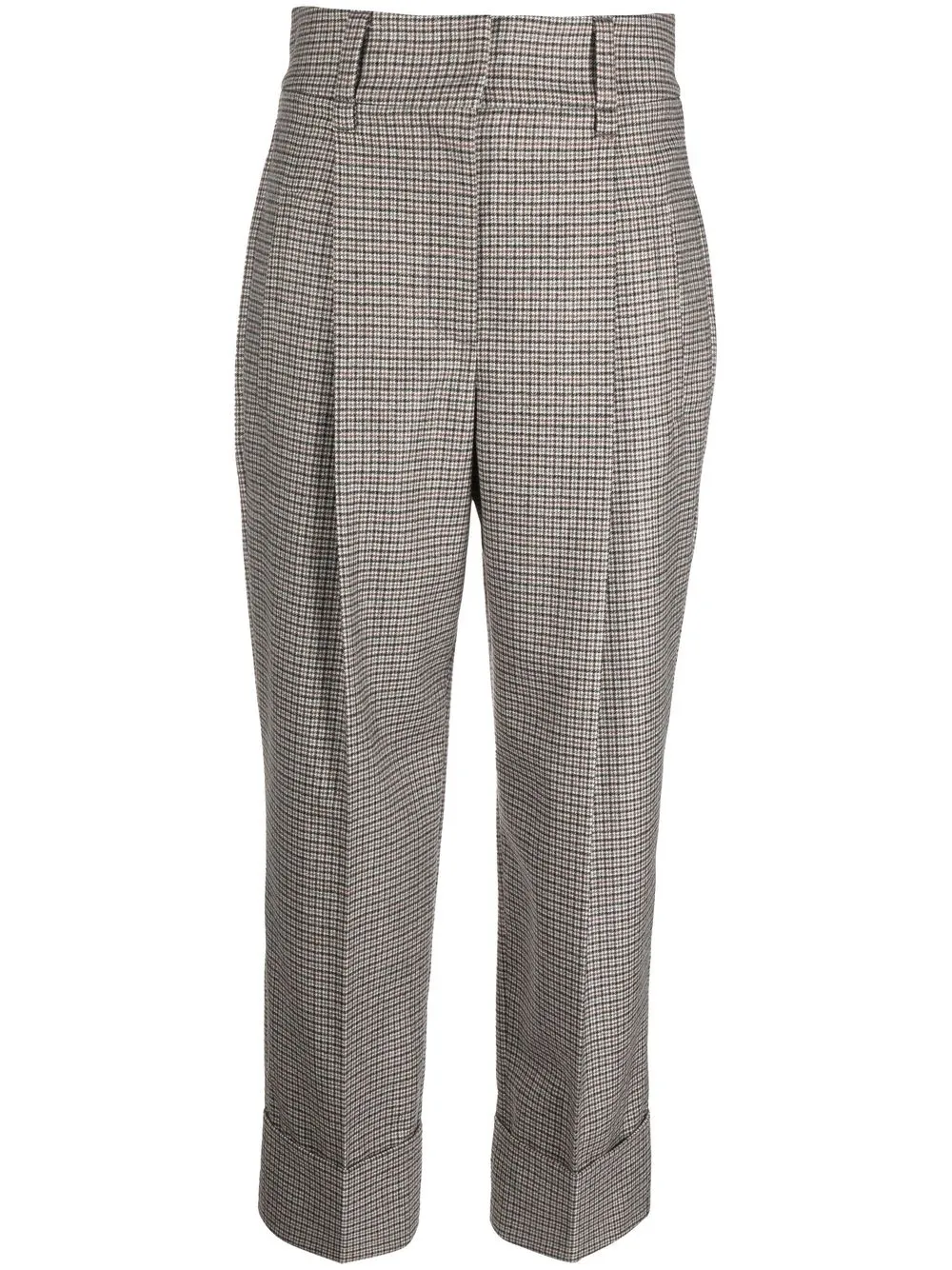 

Brunello Cucinelli pantalones de tiro alto a cuadros - Gris