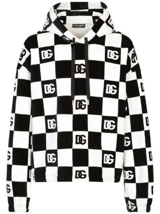 Black and white online check hoodie