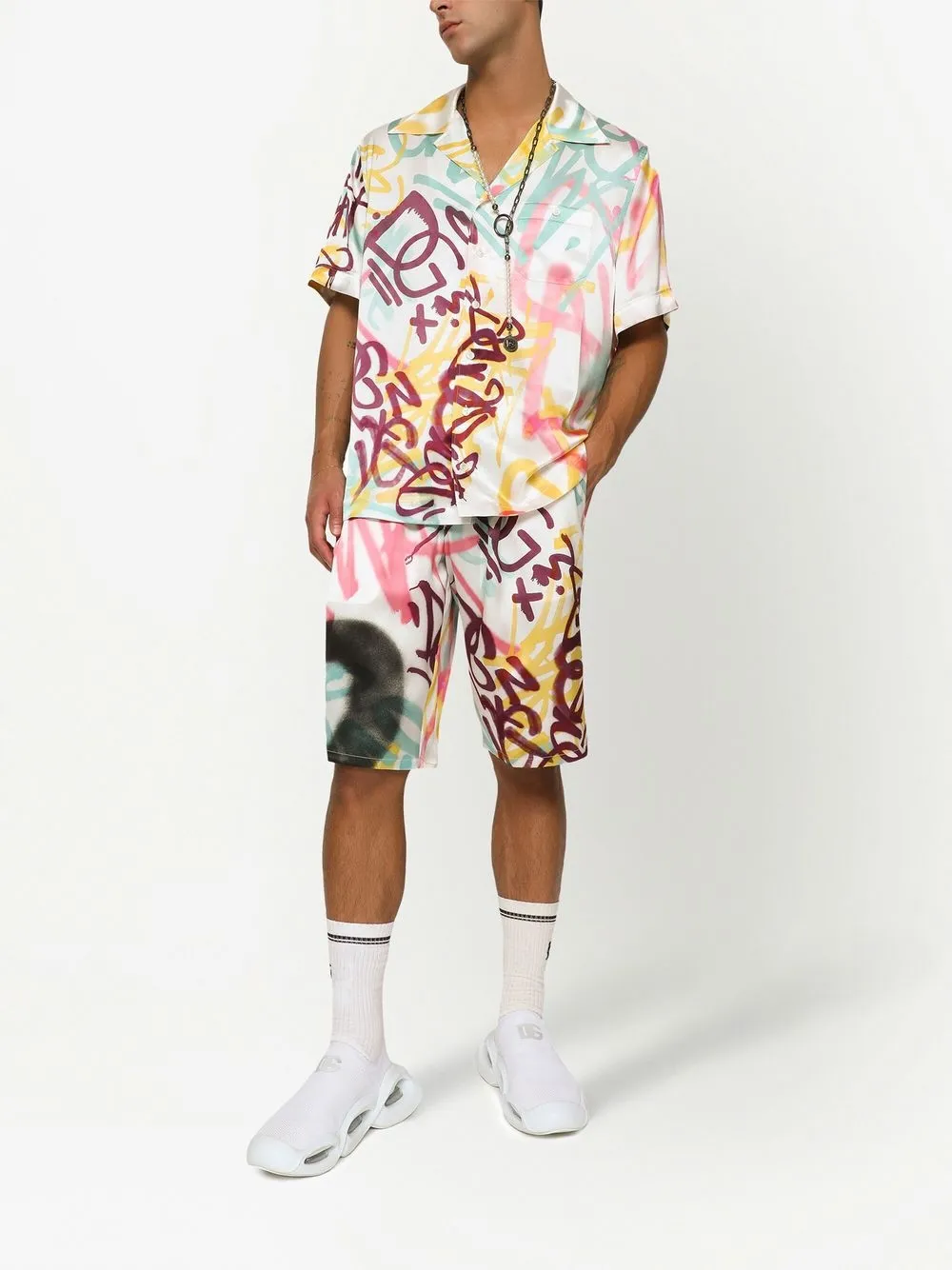 Dolce & Gabbana Shorts met graffiti-print - Wit