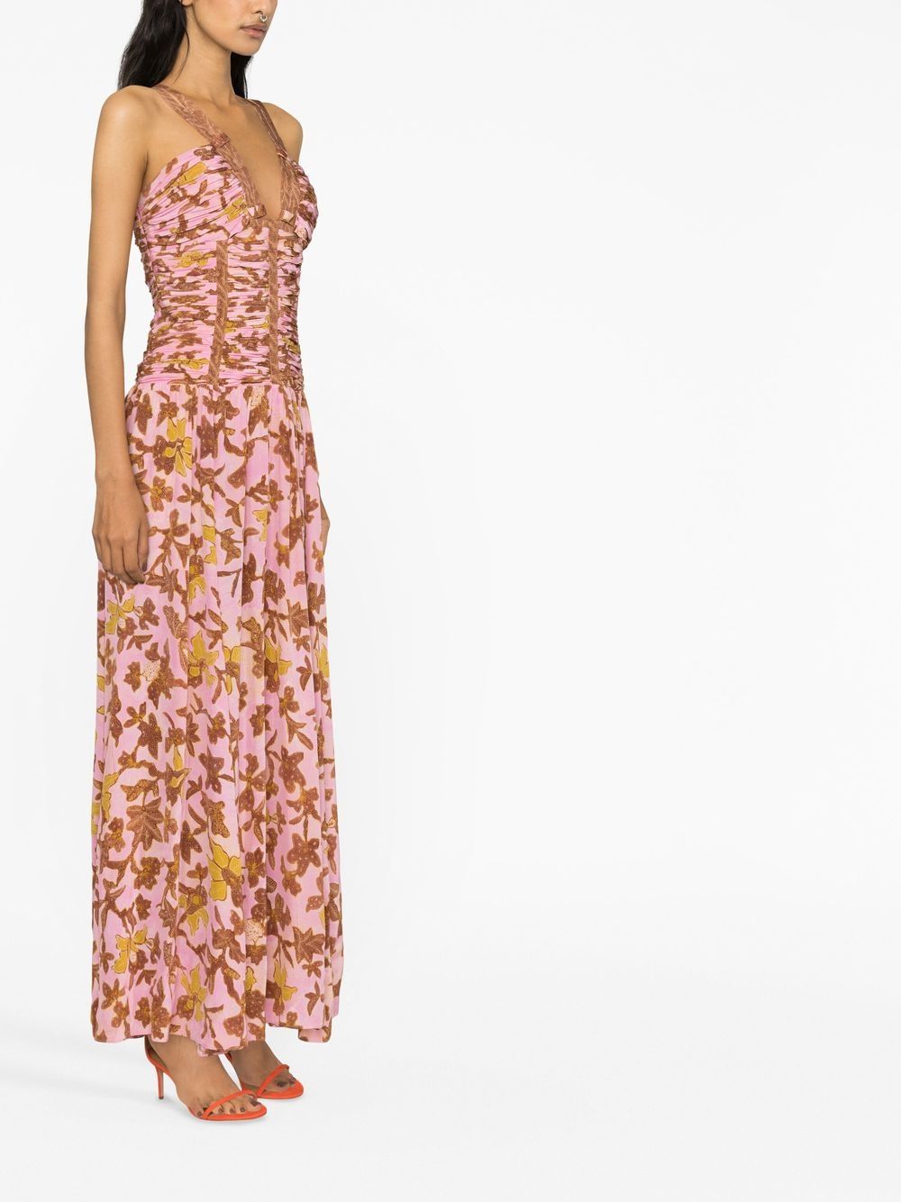 Ulla Johnson Anya Ruched-bodice Maxi Dress In Pink | ModeSens