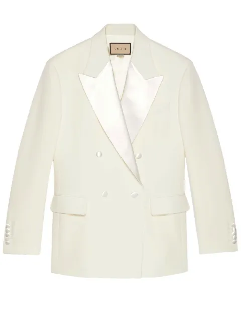 silk-trim double-breasted blazer