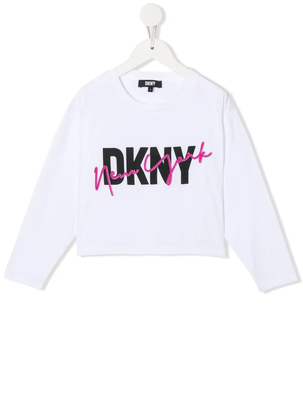 

Dkny Kids playera manga larga con logo estampado - Blanco