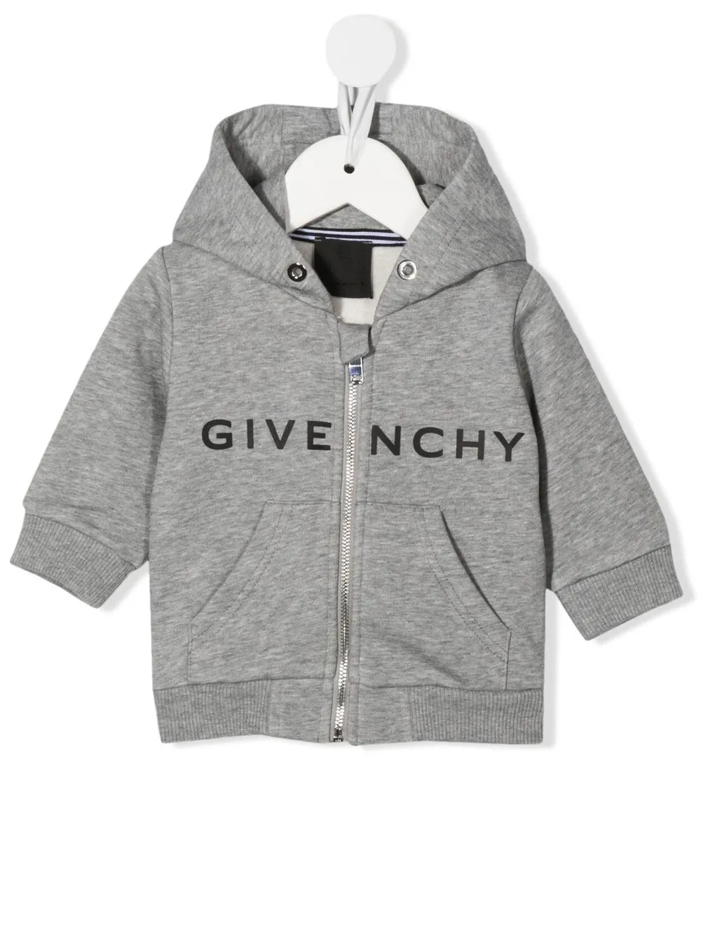 

Givenchy Kids hoodie con logo estampado y cierre - Gris