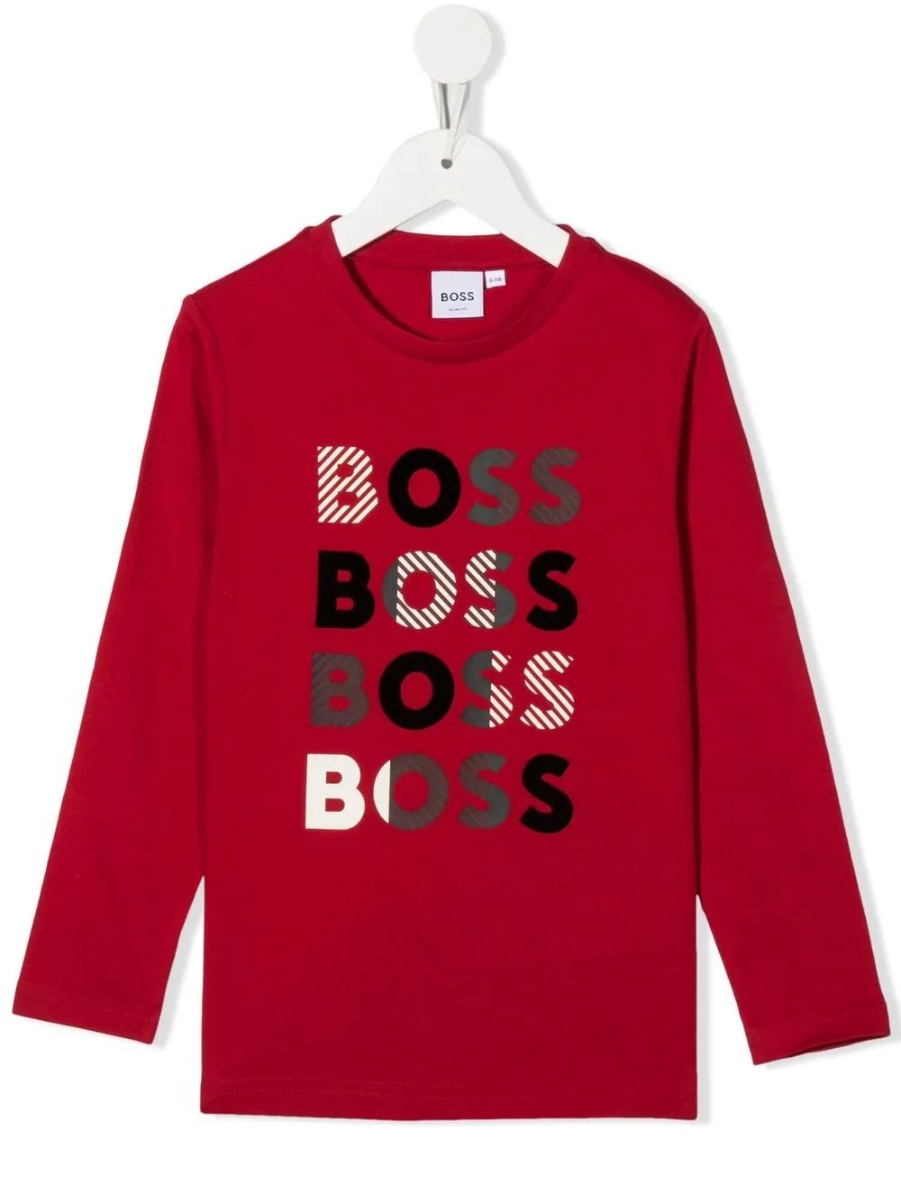 

BOSS Kidswear playera manga larga con logo estampado - Rojo