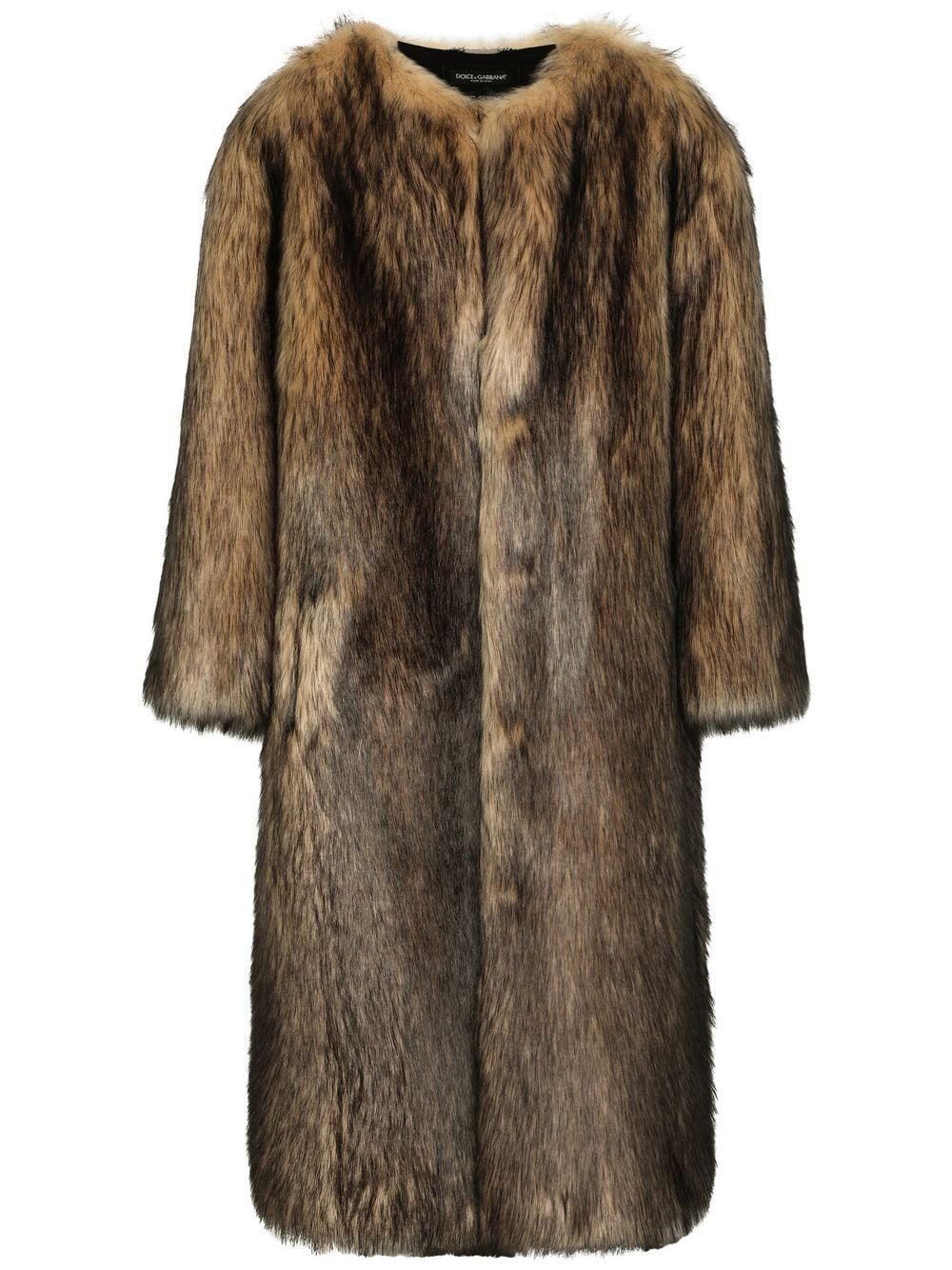 single-breasted faux-fur coat